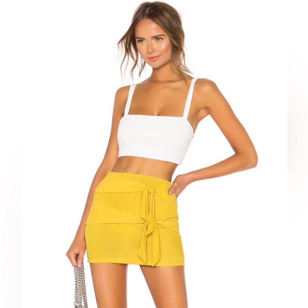 NWT! H:ours Drexel Tie Mini Skirt in Lemon Revolve